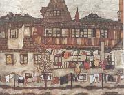 Egon Schiele House with Drying Laundry (mk12) oil painting on canvas